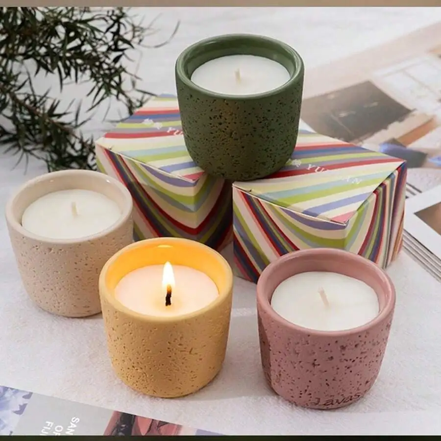 Home Fragrance That Lasts Long - Scented Candle In Concrete Cup -
